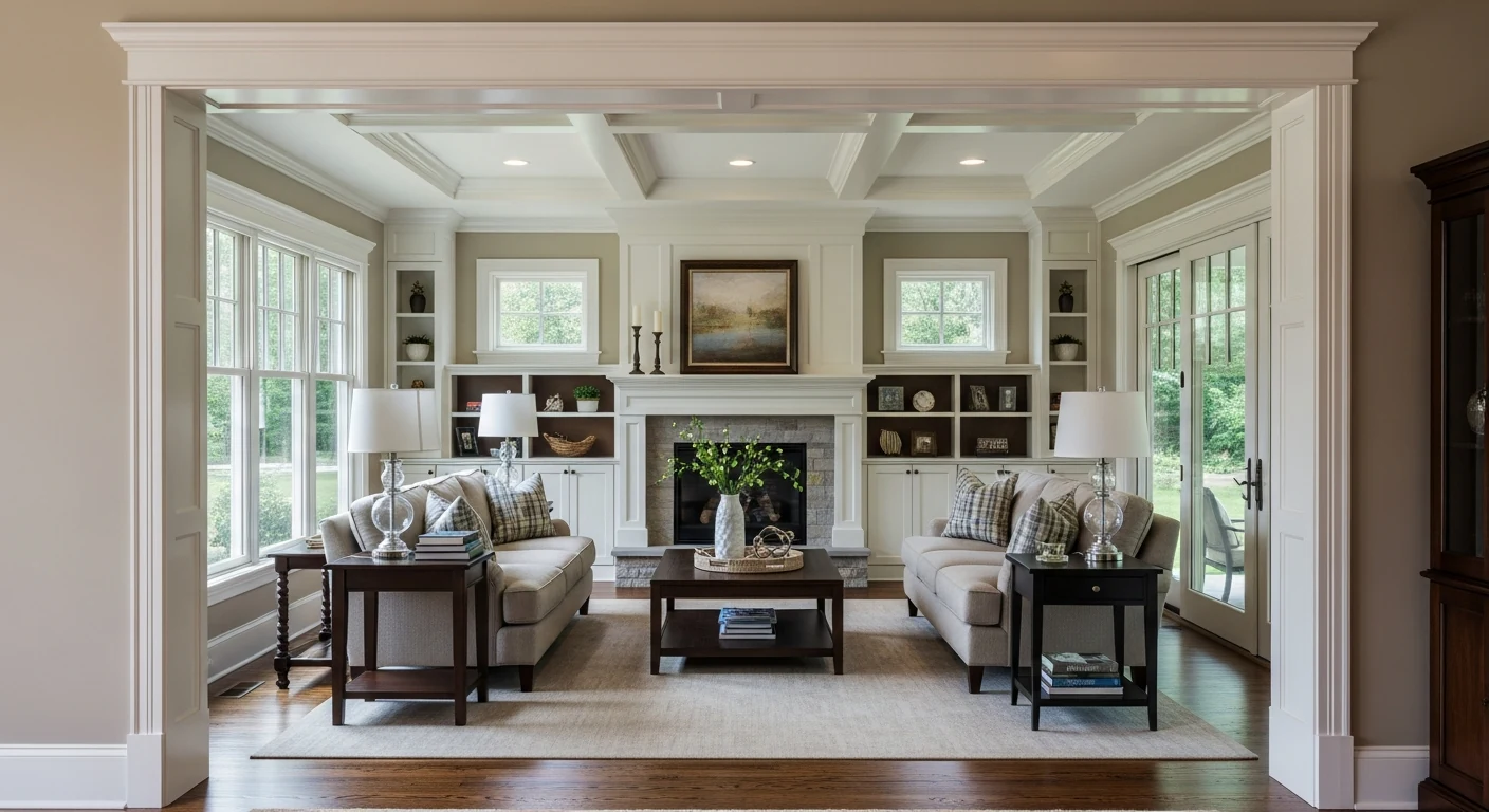 Finished family-room addition connected naturally to the original home
